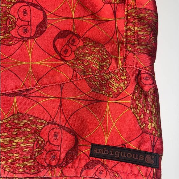 Ambiguous Red board shorts swim trunks Bearded Man Design men’s small - Picture 9 of 15